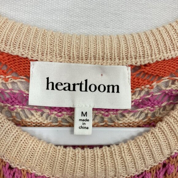 Heartloom Multi Color Striped Open Knit Sleeveless Crochet Knit Top Medium - Picture 2 of 9